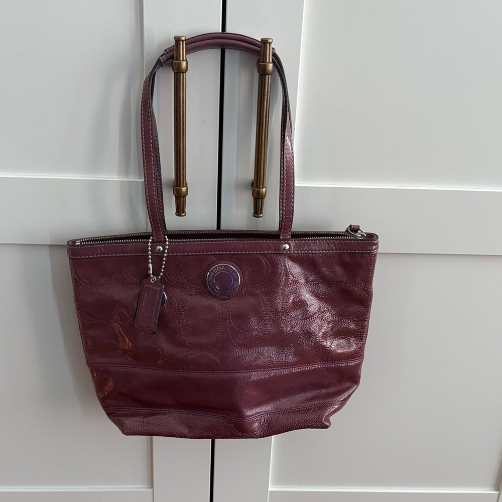 Coach Burgundy Signature Leather Tote Bag